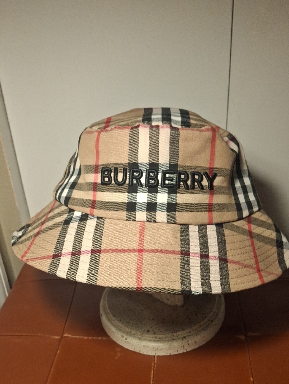 Burberry Beige Check Bucket Hat